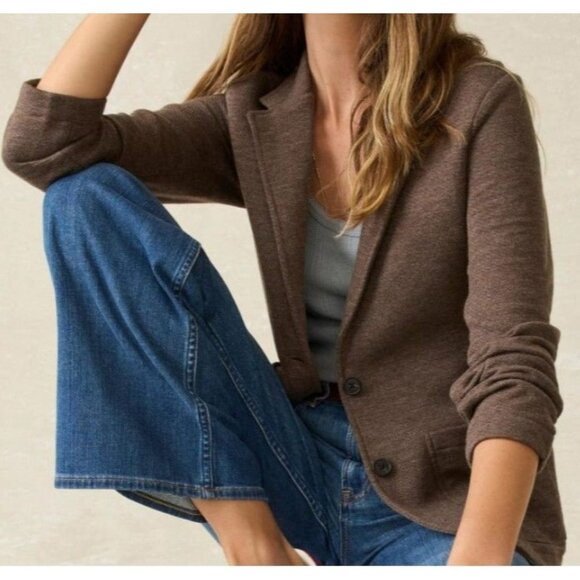 Faherty Inlet Knit Blazer Deep Brown Heather Preppy Business Casual S - Picture 1 of 10